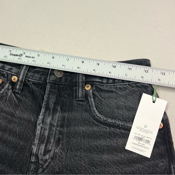 AE77 The High-Rise Cut-Off Women’s Stylish Black Denim Shorts Size 24 - Picture 12 of 13